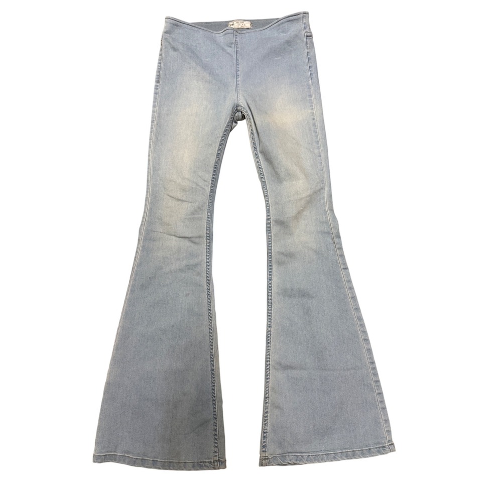 Free People We the Free Penny Pull-On Flared Jeans Light Blue Bell Bottom 29